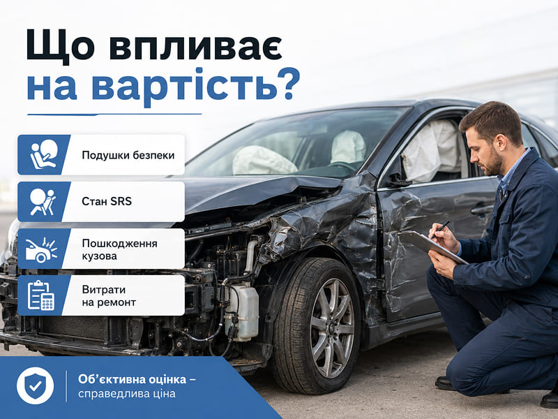 Оцінка вартості авто після ДТП з пошкодженням кузова, системи SRS та подушок безпеки